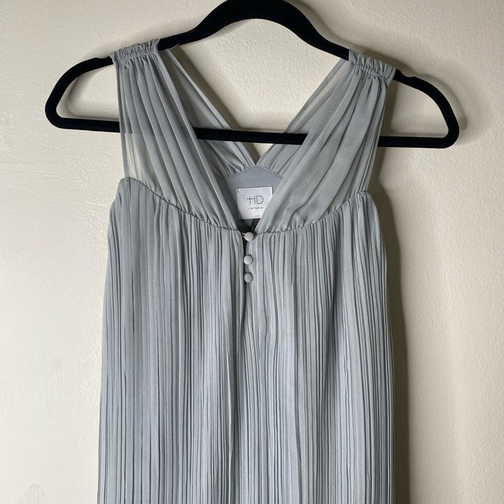 Anthropologie HD in Paris grey pleated chiffon mini‎ dress ruffles small petite - Picture 4 of 7